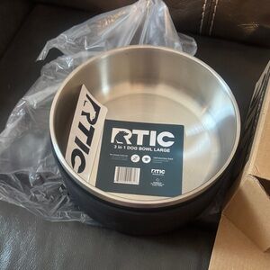 RTIC Large 3-in-1 Dog Bowl - Black and Stainless 20”x 9”